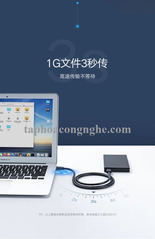 Ugreen 10369 0.5M màu Đen Cáp 2 đầu USB 3.0 dương cao cấp US128 30010369